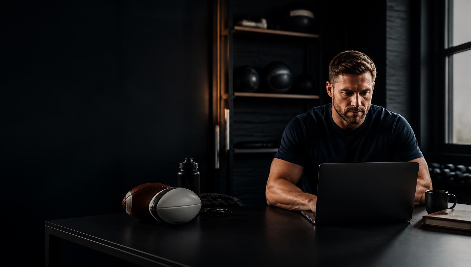 Athlete building a coaching business from a laptop